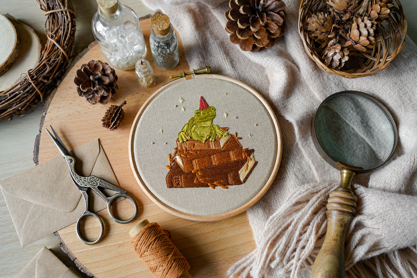 Frog Wizard Hand Embroidery Pattern & Stitch Guide (PDF Download)