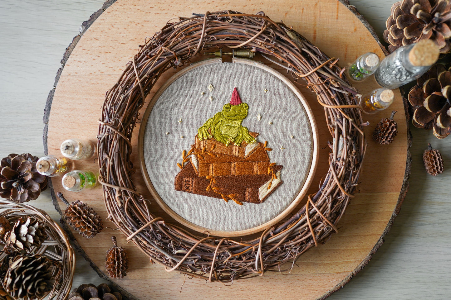 Frog Wizard Hand Embroidery Pattern & Stitch Guide (PDF Download)