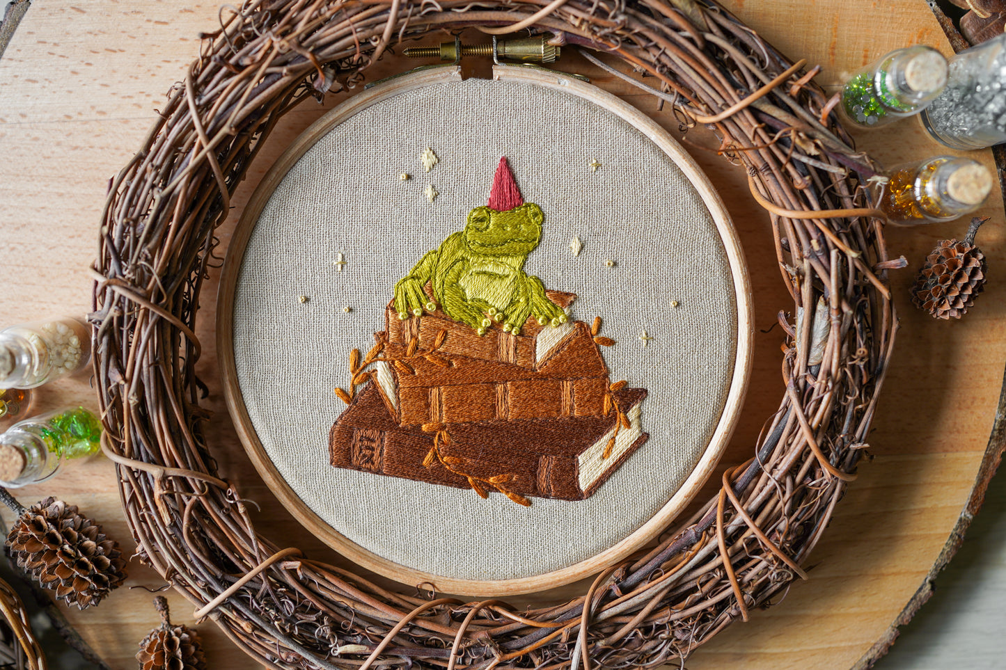 Frog Wizard Hand Embroidery Pattern & Stitch Guide (PDF Download)